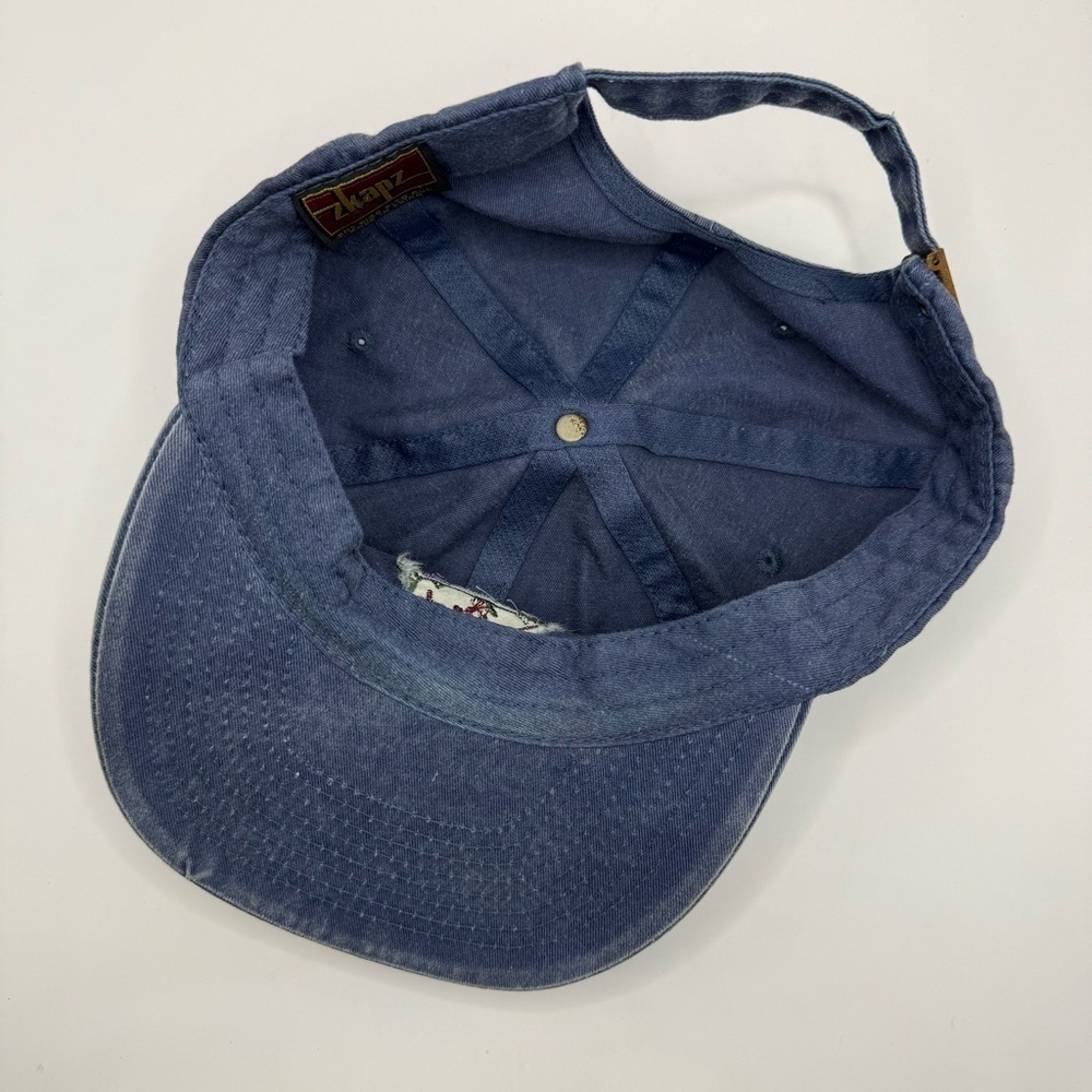 Vtg zkapz "North Of Sixty" Grayling Fis Blue Denim Hat One Size Baseball Cap Hat - Picture 7 of 8